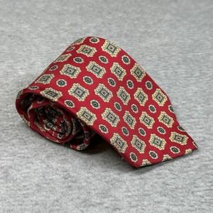 Liberty of London Silk Tie Red Geometric Medallion Foulard USA Made Vintage
